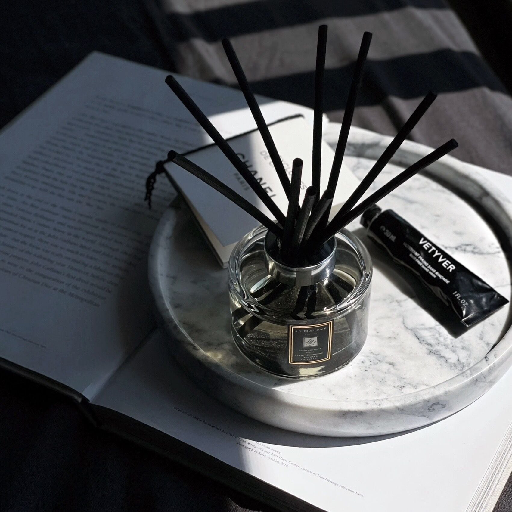 天然大理石ラウンドトレイ