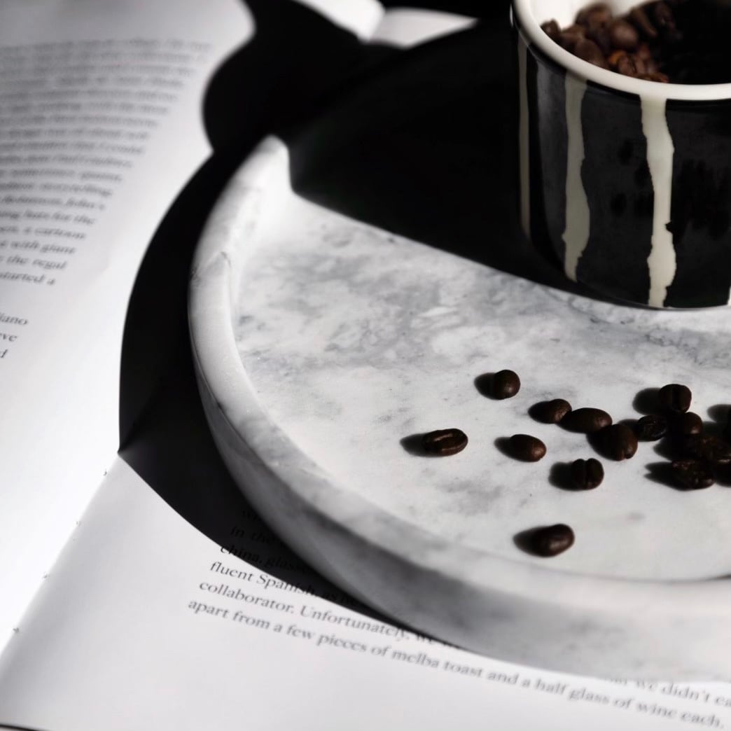 天然大理石ラウンドトレイ