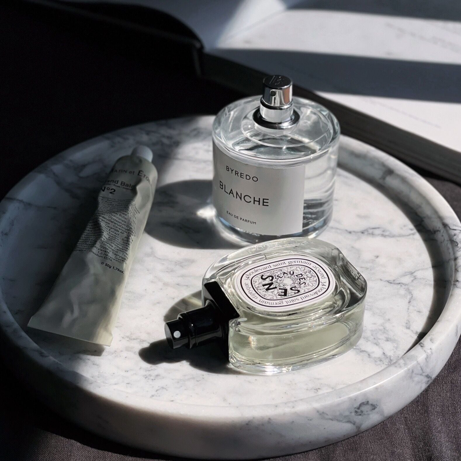 天然大理石ラウンドトレイ