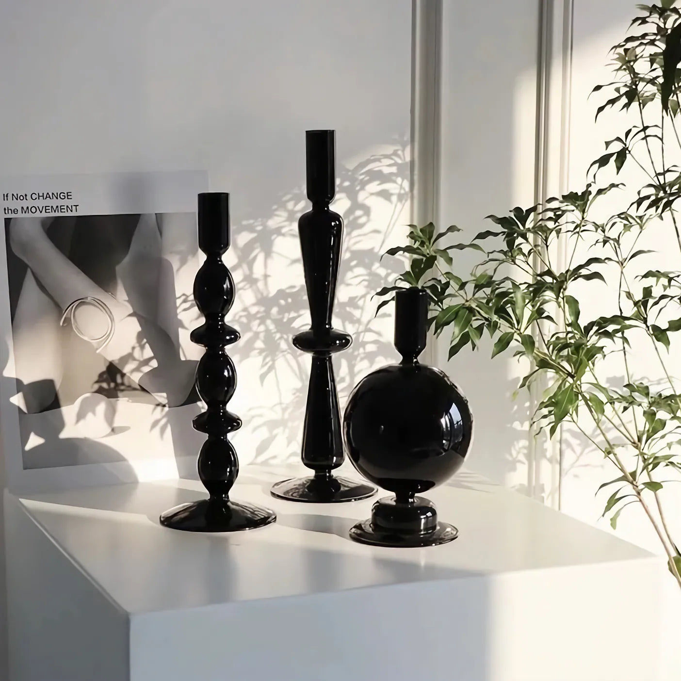 ブラックキャンドルスタンド 3点セット