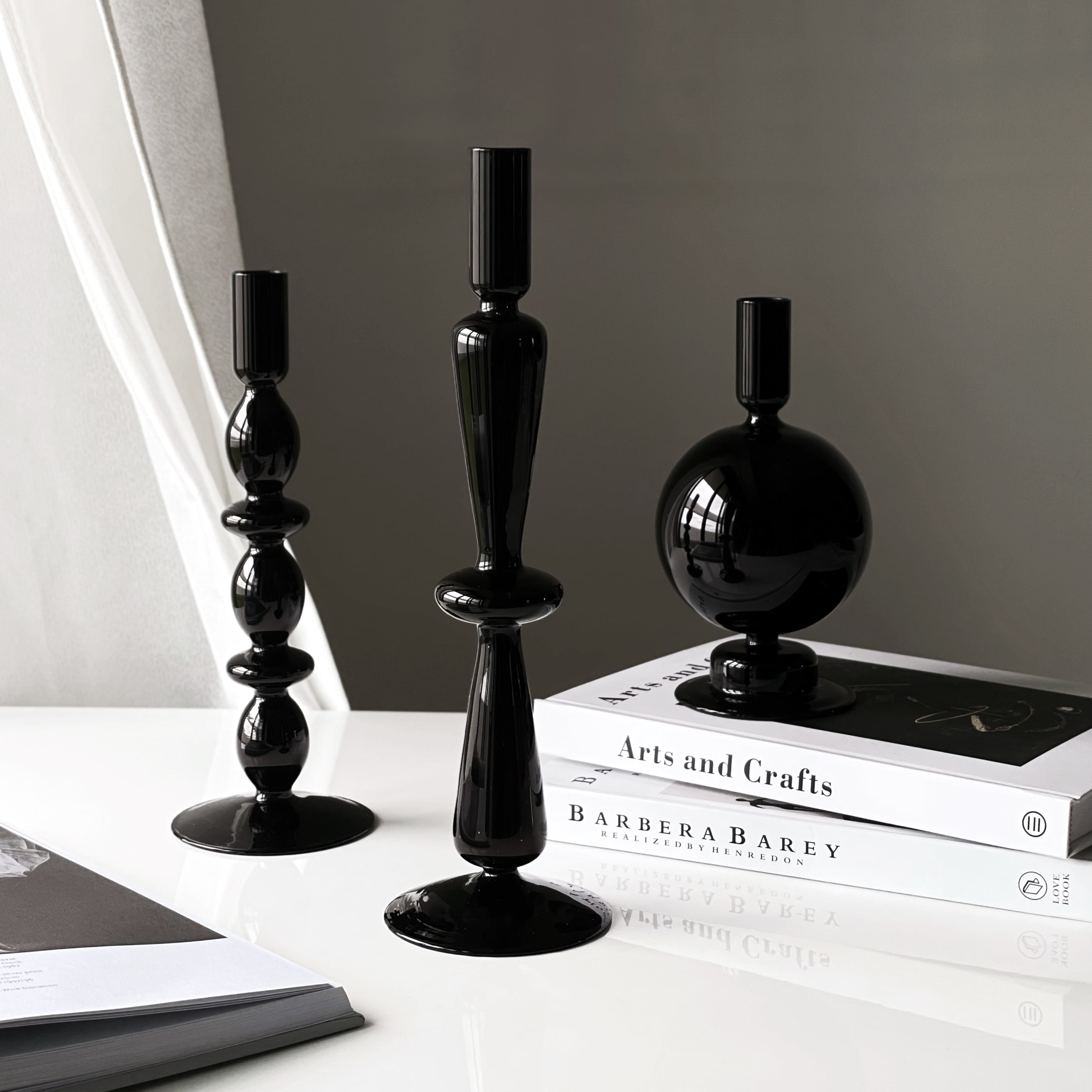 ブラックキャンドルスタンド 3点セット