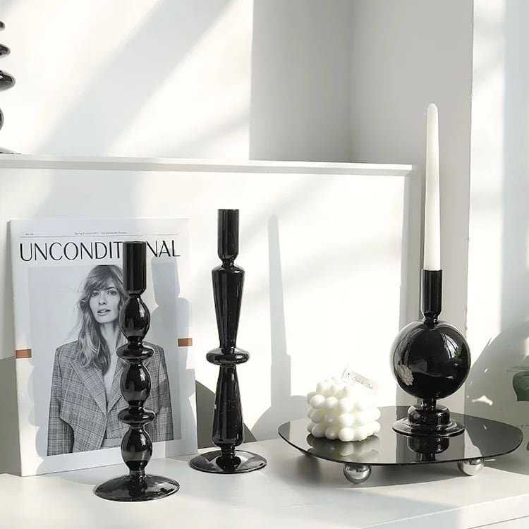 ブラックキャンドルスタンド 3点セット
