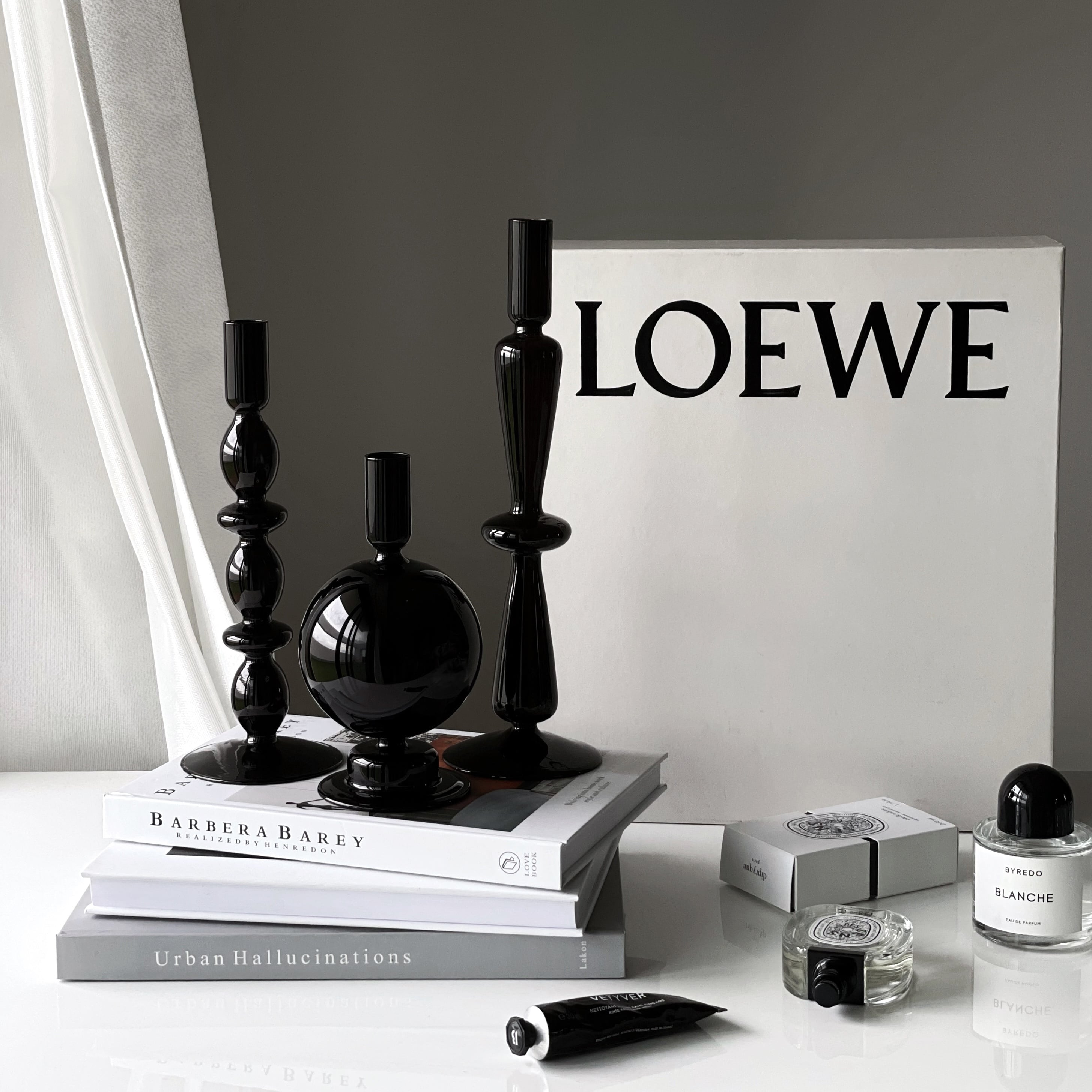 ブラックキャンドルスタンド 3点セット