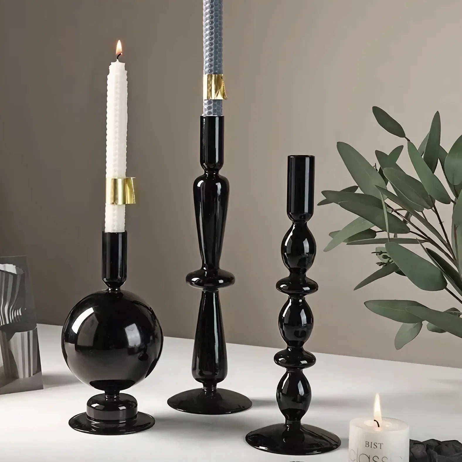 ブラックキャンドルスタンド 3点セット