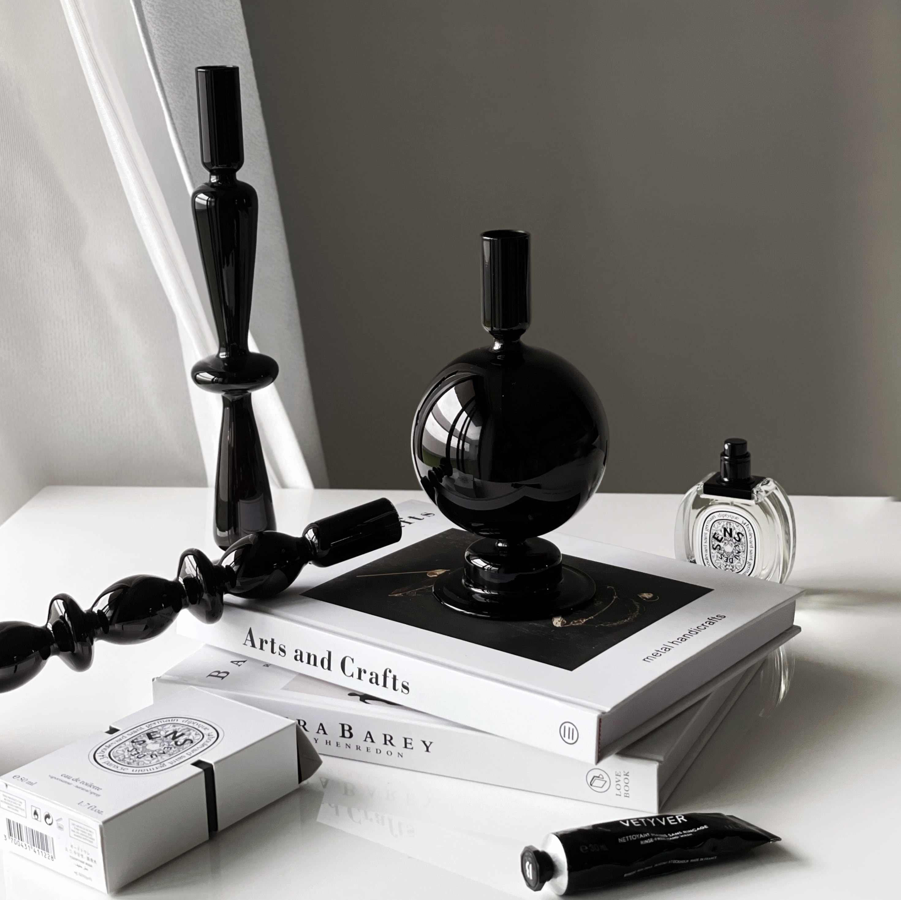 ブラックキャンドルスタンド 3点セット