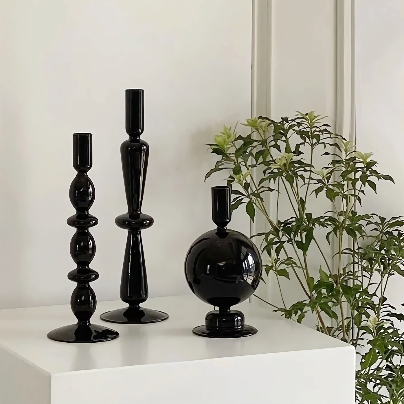 ブラックキャンドルスタンド 3点セット