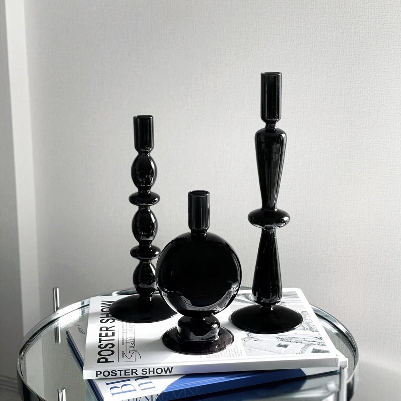ブラックキャンドルスタンド 3点セット
