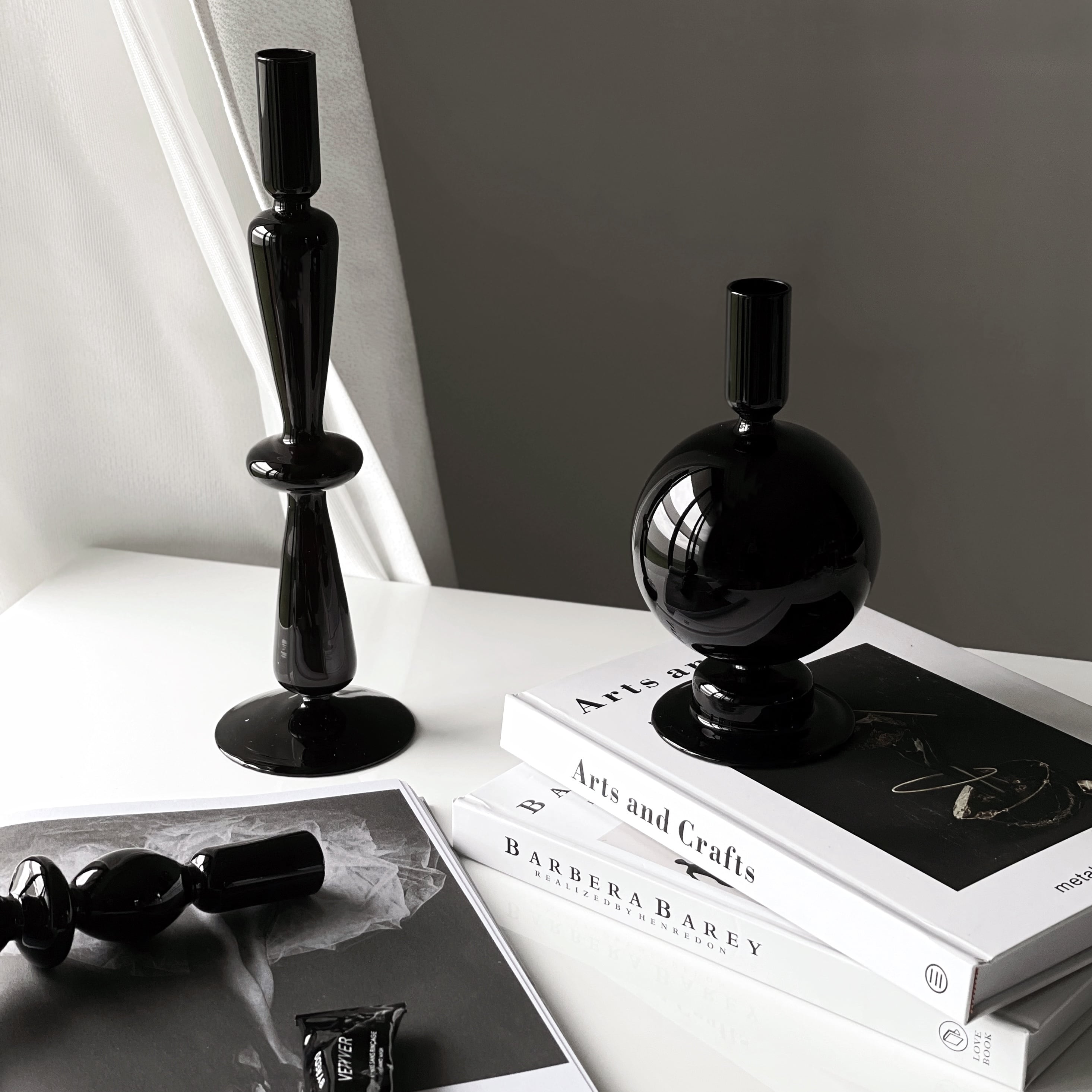 ブラックキャンドルスタンド 3点セット