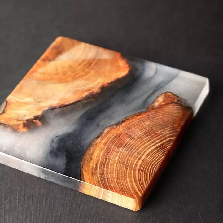 ウッド×マーブル レジンコースター スモール