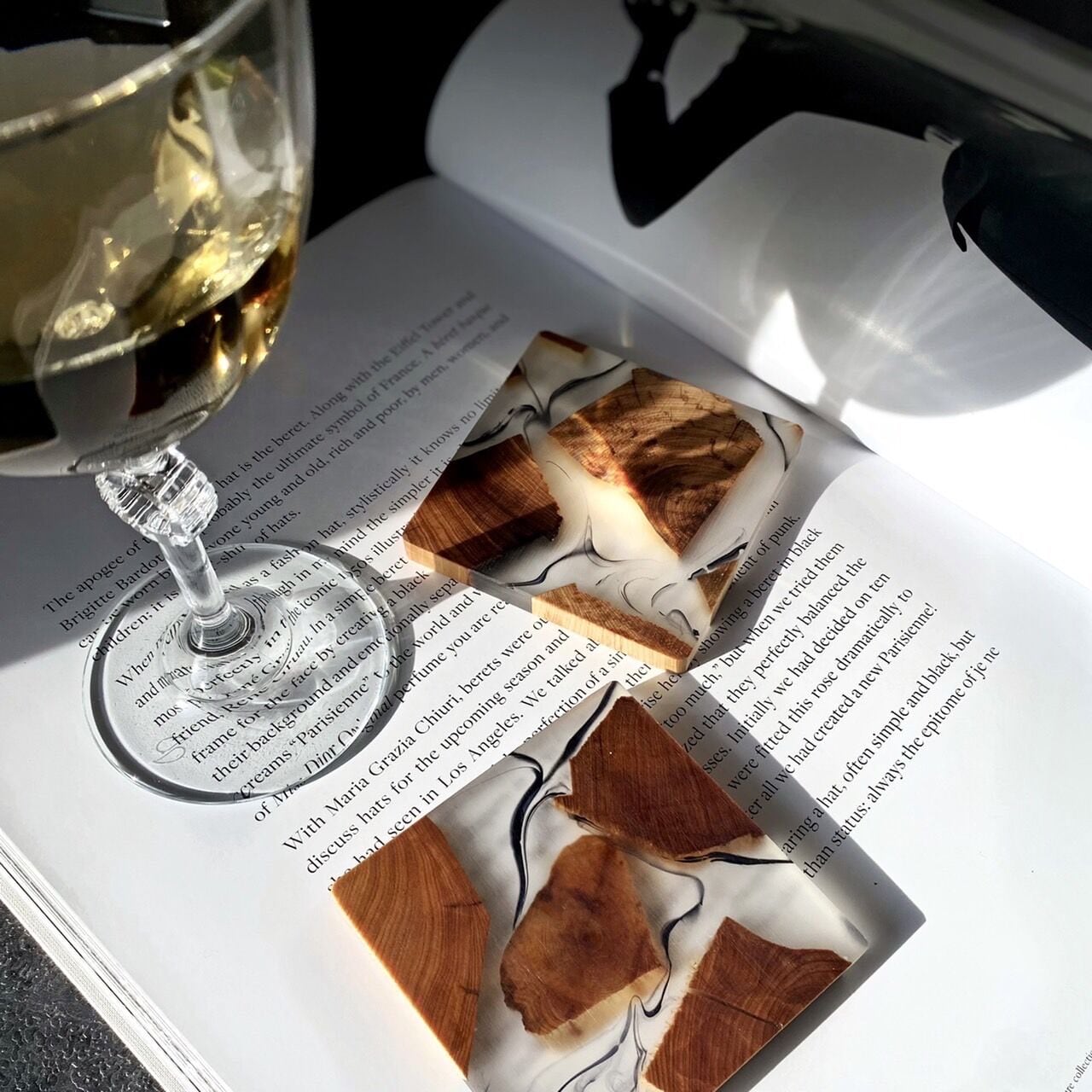 ウッド×マーブル レジンコースター スモール