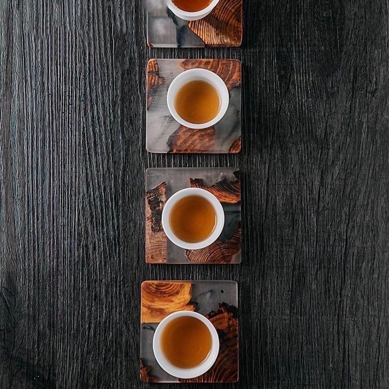 ウッド×マーブル レジンコースター スモール