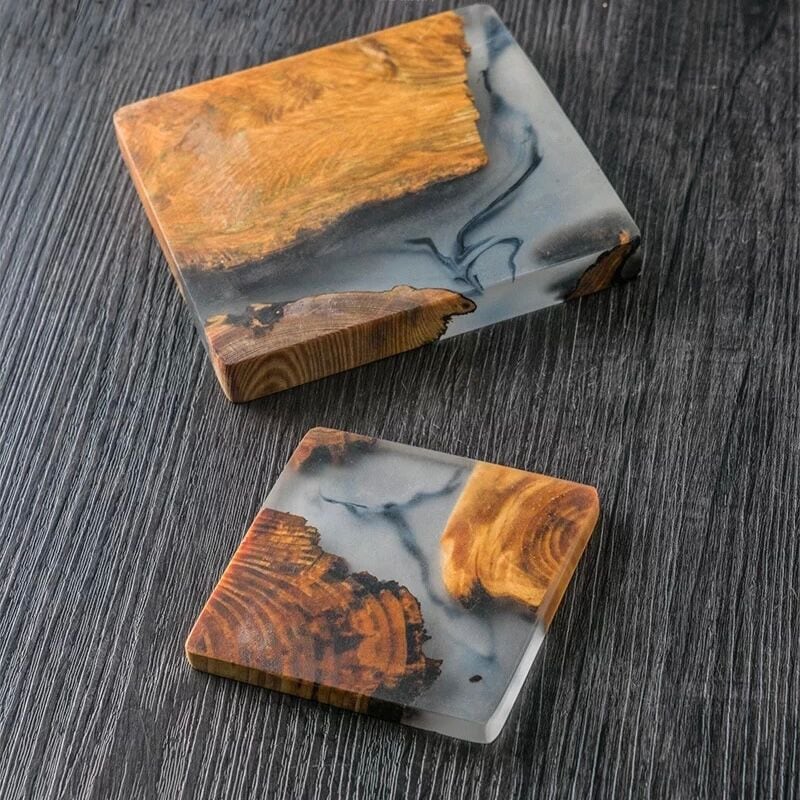 ウッド×マーブル レジンコースター スモール