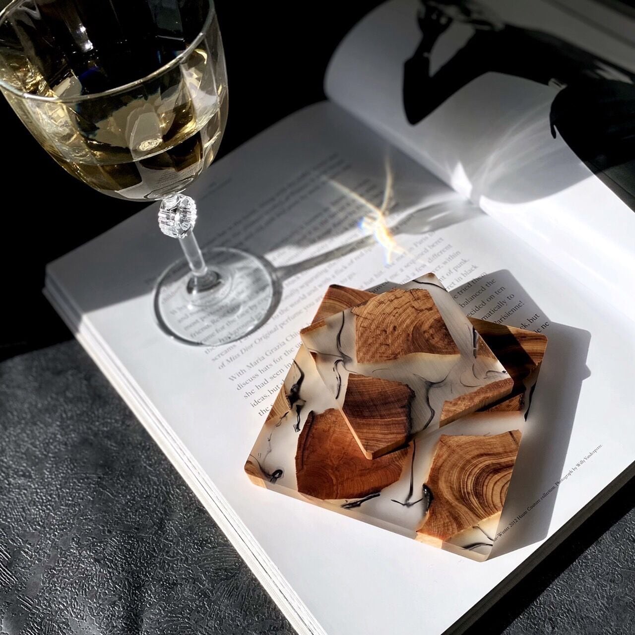 ウッド×マーブル レジンコースター スモール