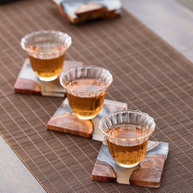 ウッド×マーブル レジンコースター スモール