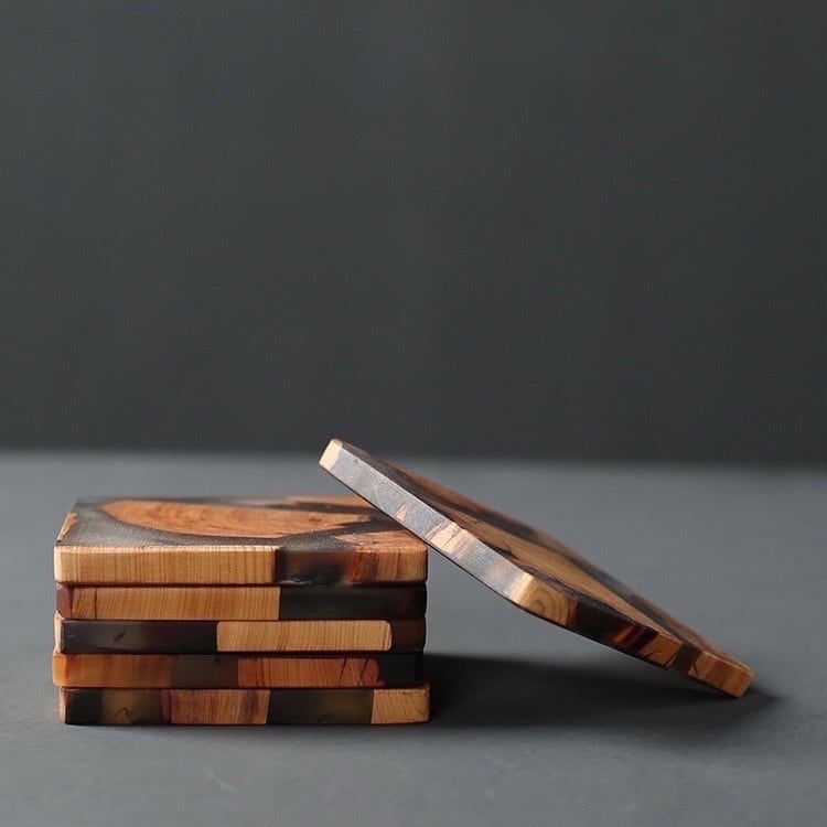 ウッド×マーブル レジンコースター スモール