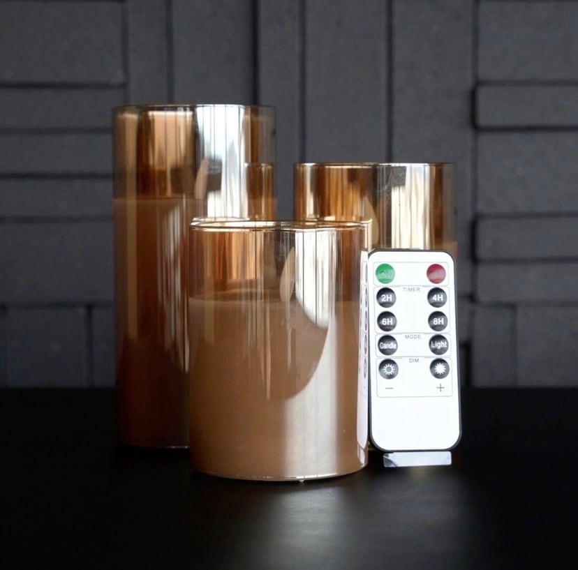 【アウトレット10%OFF】ガラスLEDキャンドル3点セット