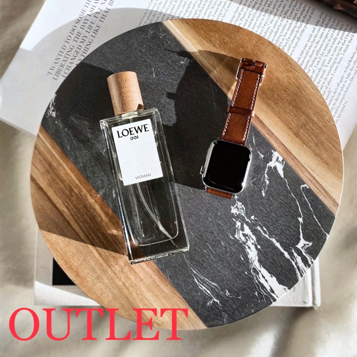 【アウトレット10%OFF】ブラック天然大理石×ウッド プレート