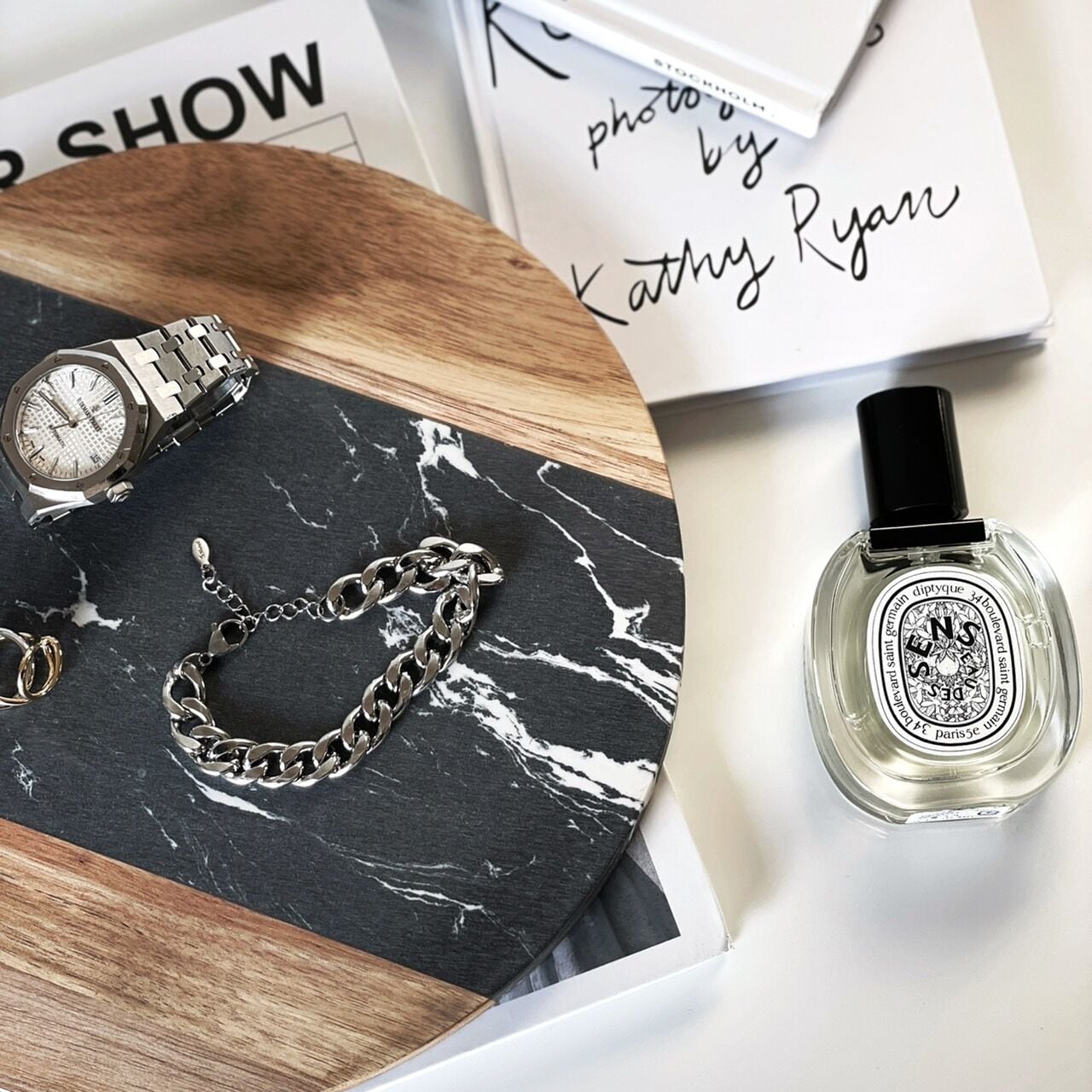 【アウトレット10%OFF】ブラック天然大理石×ウッド プレート