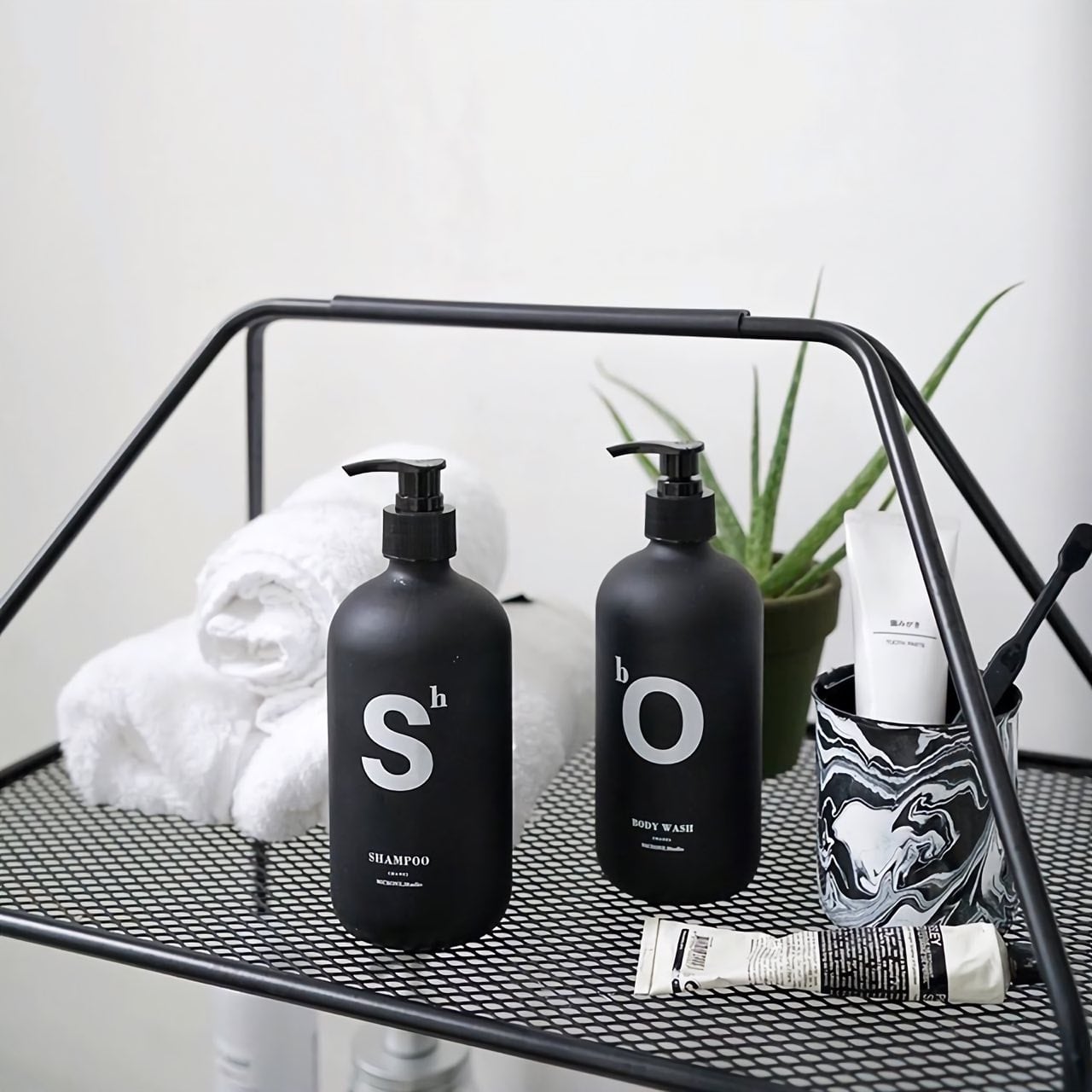 ガラスディスペンサー2本セット モノトーン