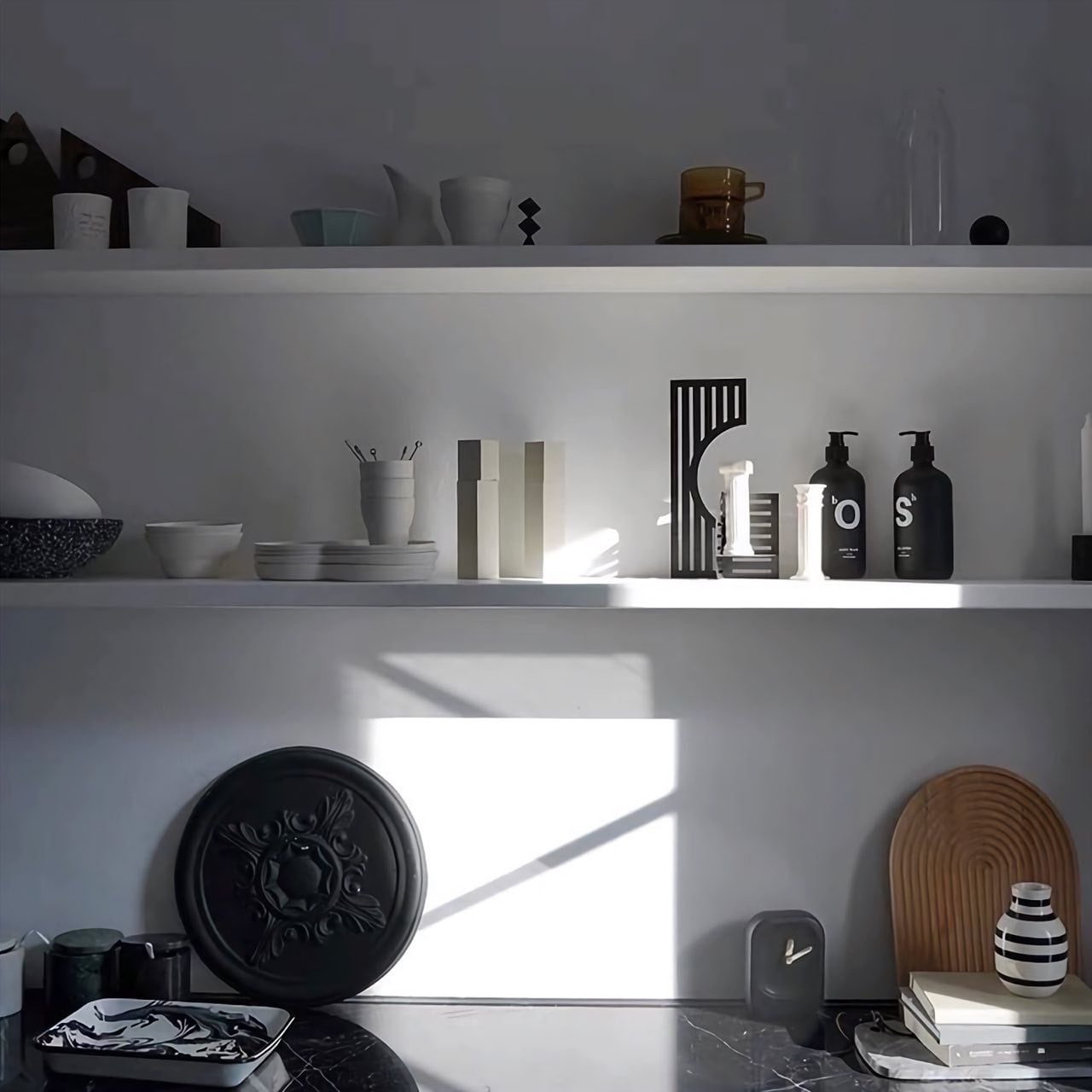 ガラスディスペンサー2本セット モノトーン