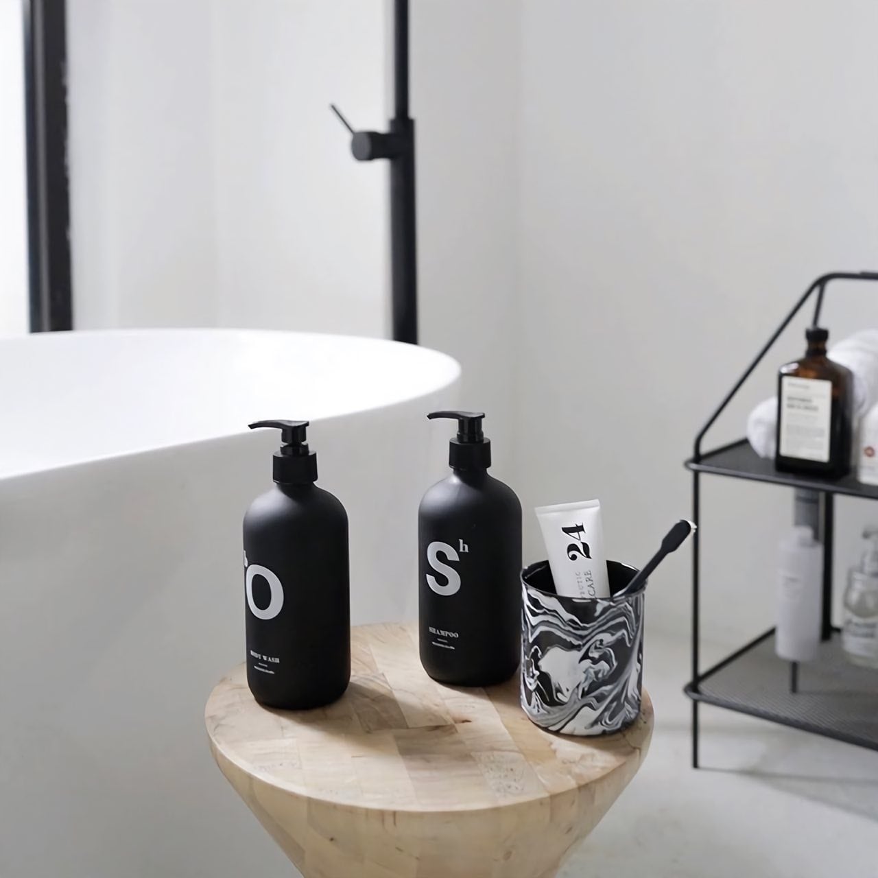 ガラスディスペンサー2本セット モノトーン