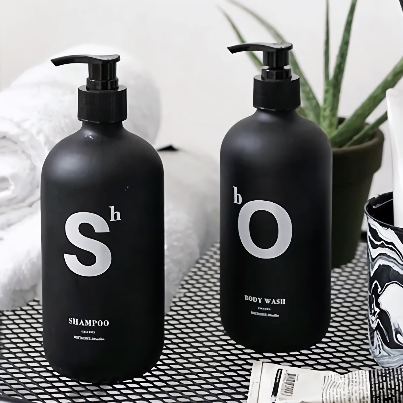 ガラスディスペンサー2本セット モノトーン