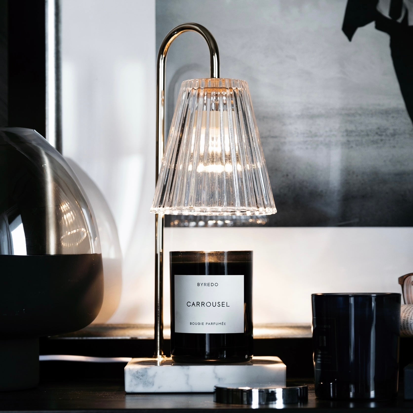 【アウトレット10%OFF】キャンドルウォーマー ストライプガラス