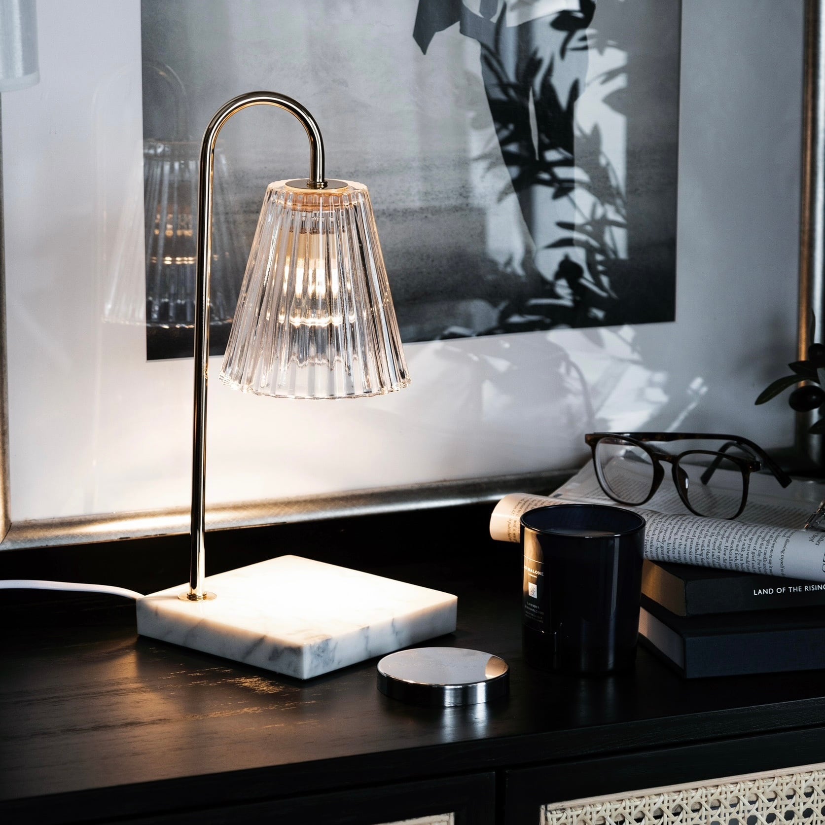 【アウトレット10%OFF】キャンドルウォーマー ストライプガラス