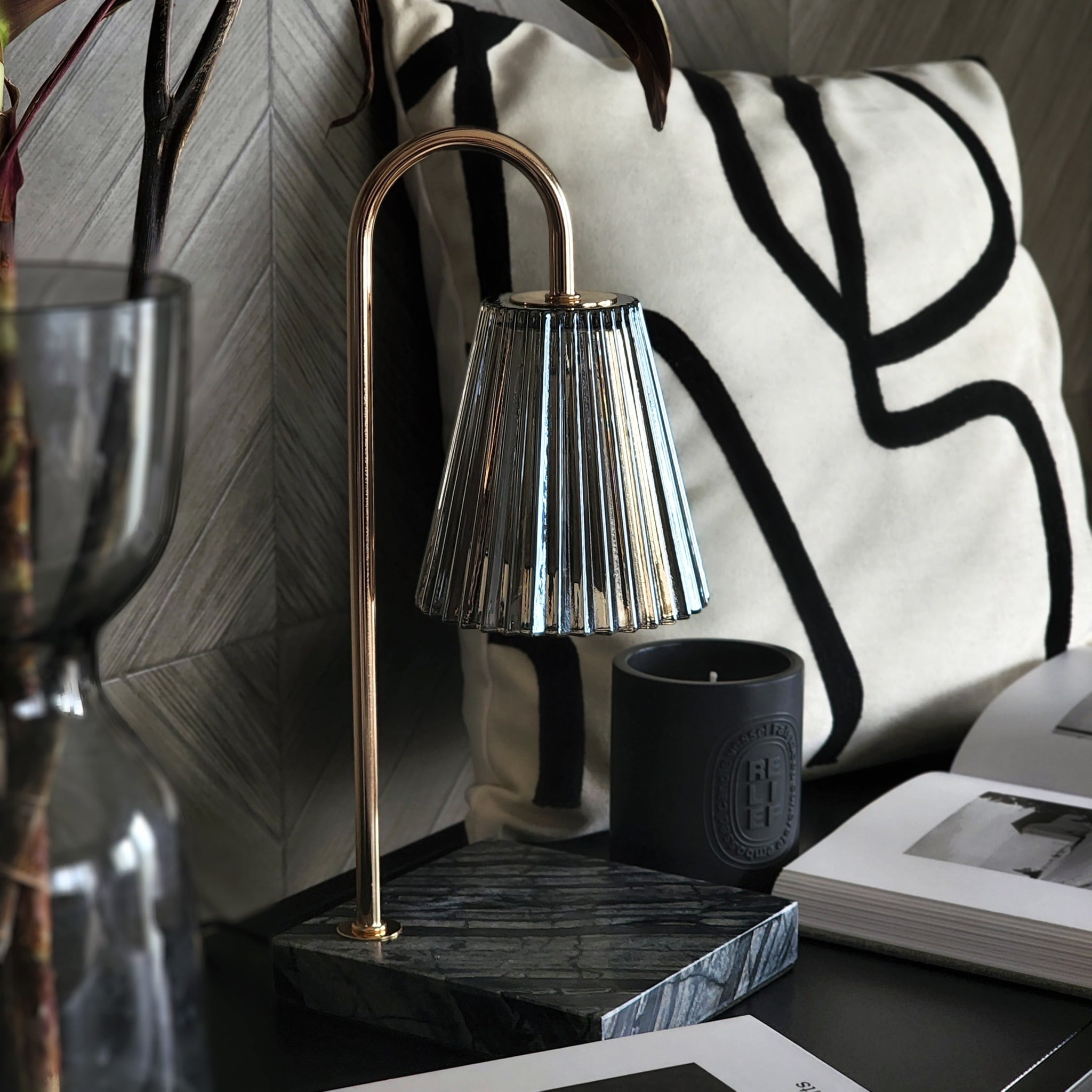 【アウトレット10%OFF】キャンドルウォーマー ストライプガラス