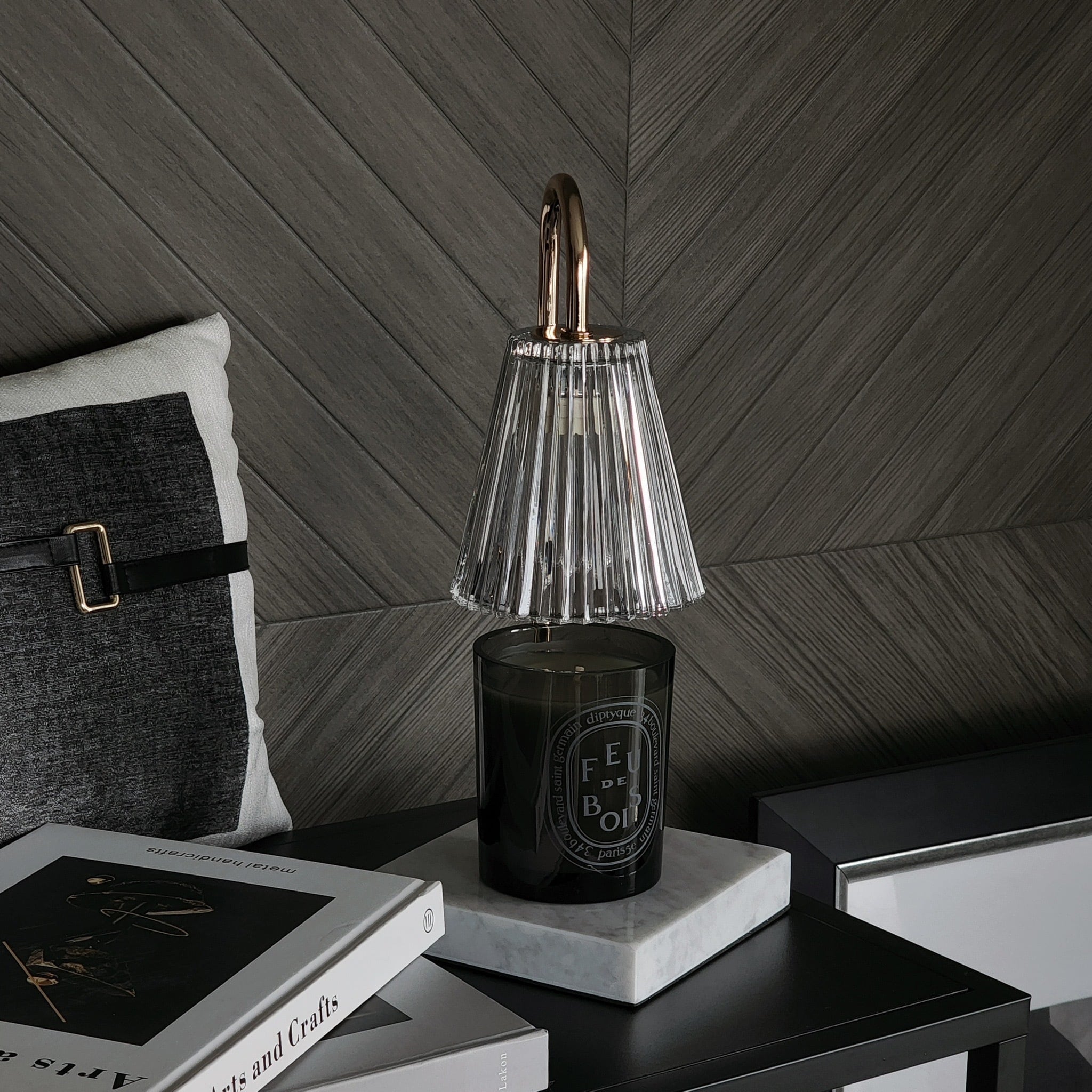 【アウトレット10%OFF】キャンドルウォーマー ストライプガラス