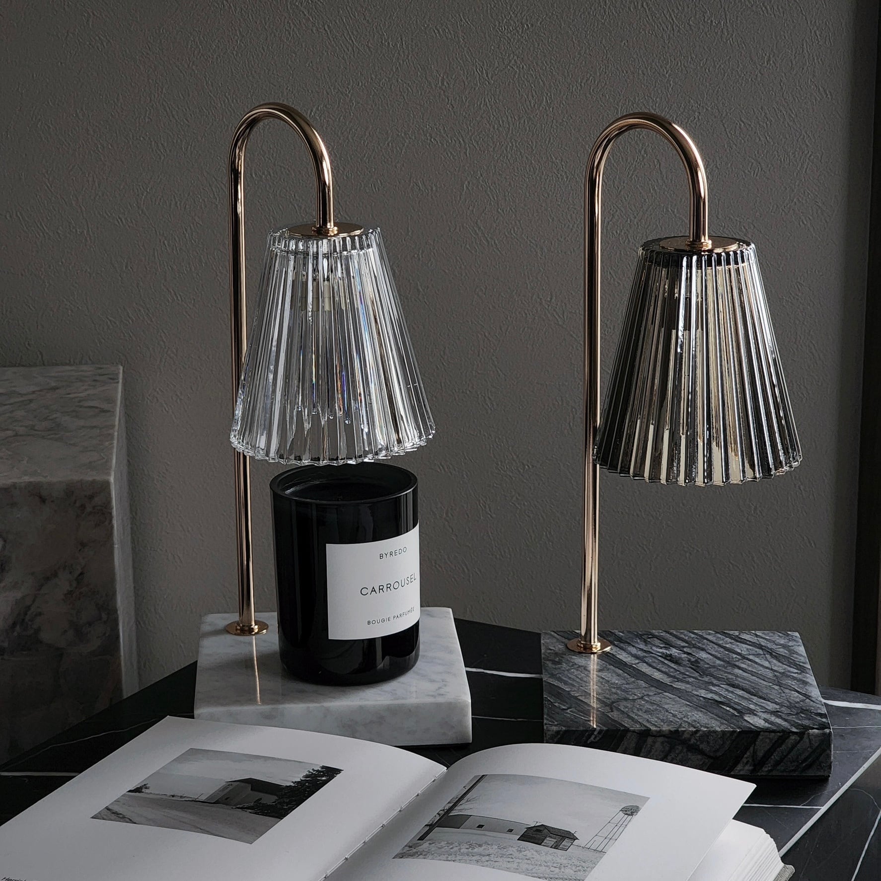 【アウトレット10%OFF】キャンドルウォーマー ストライプガラス