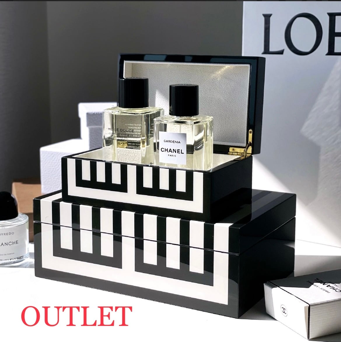 【アウトレット10%OFF】インテリアボックス モノトーンストライプ スモール