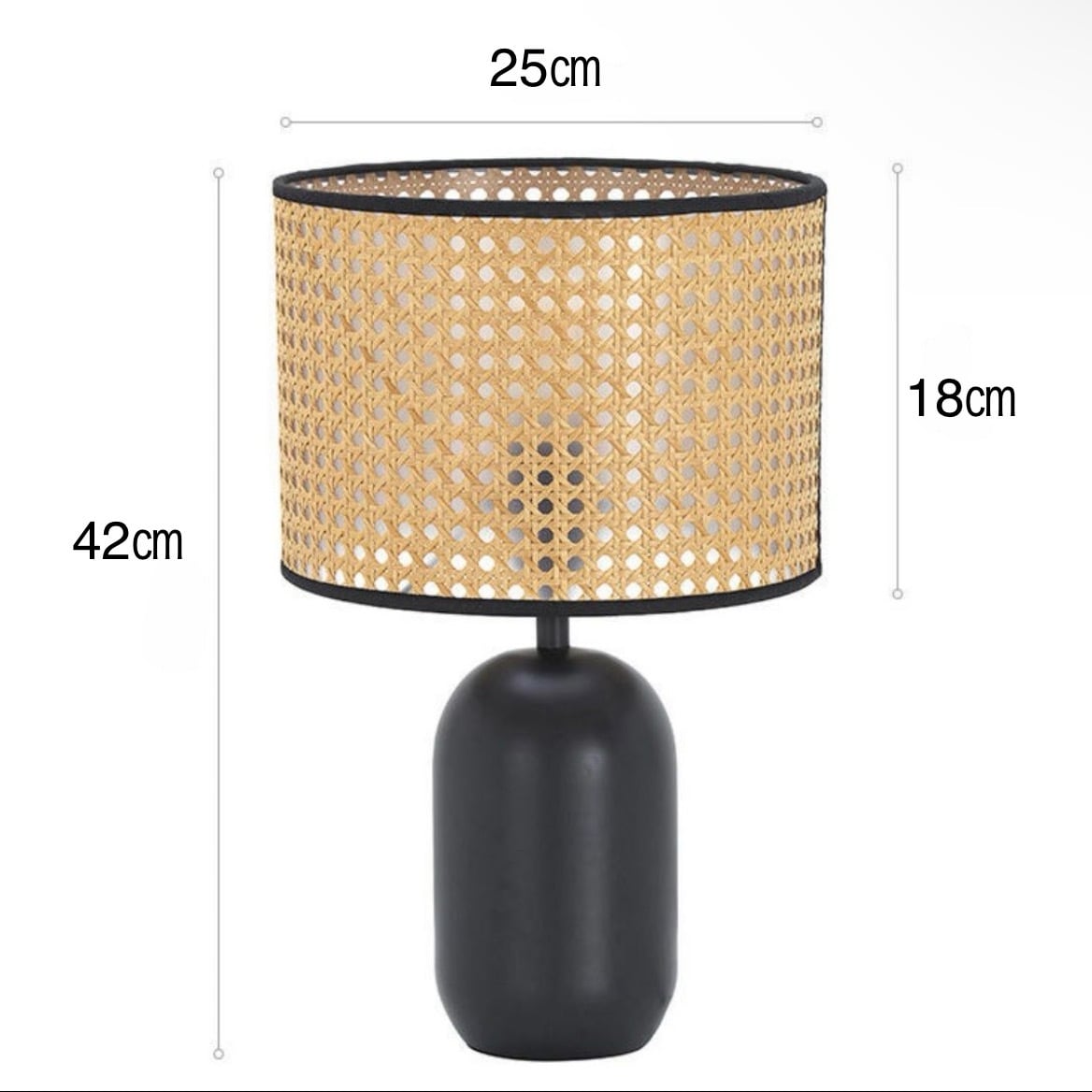 ラタン×ブラックテーブルランプ