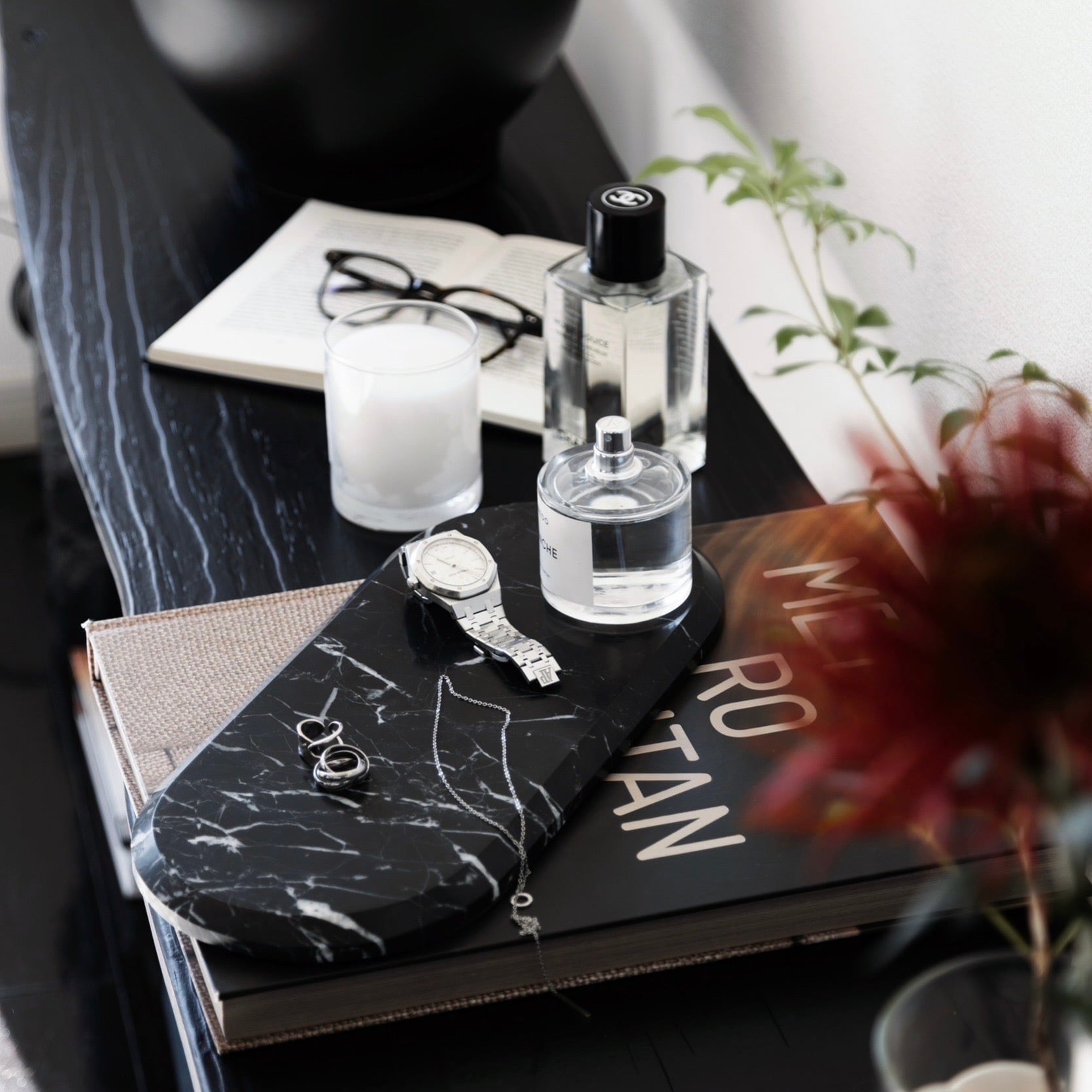 Ade×&classy 天然大理石オーバルトレイ