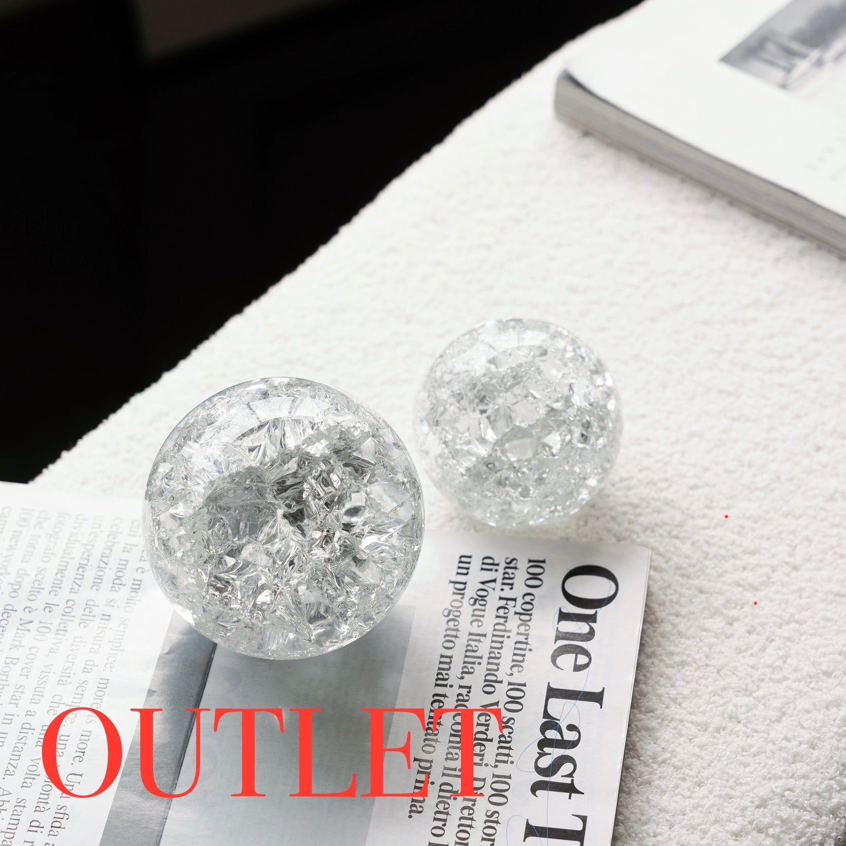 【アウトレット10%OFF】クリスタルボールオブジェ 2点セット