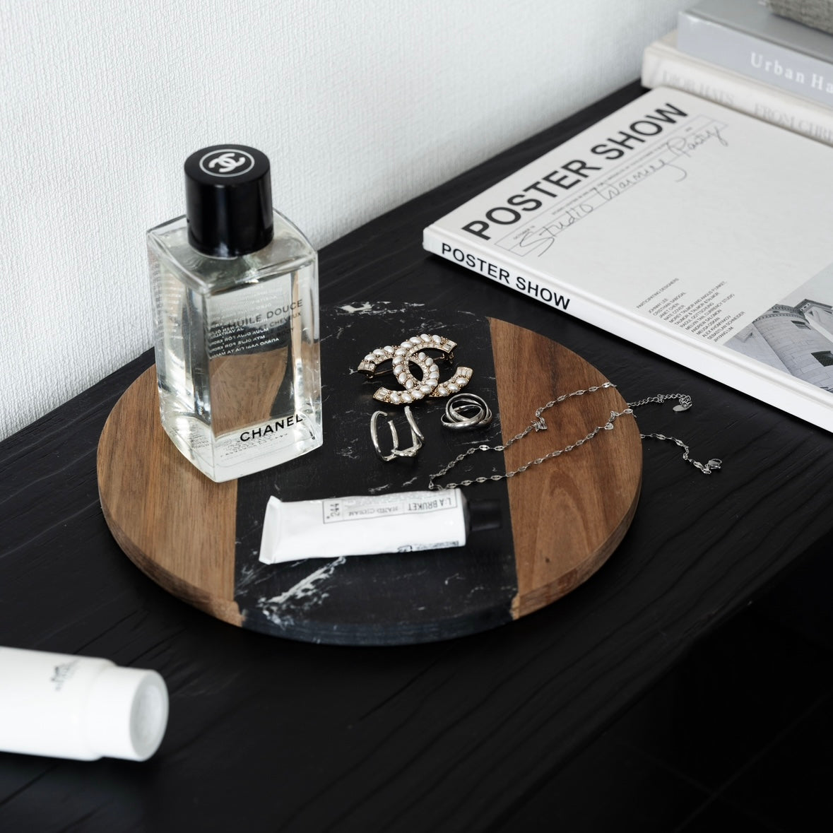 ブラック天然大理石×ウッド プレート