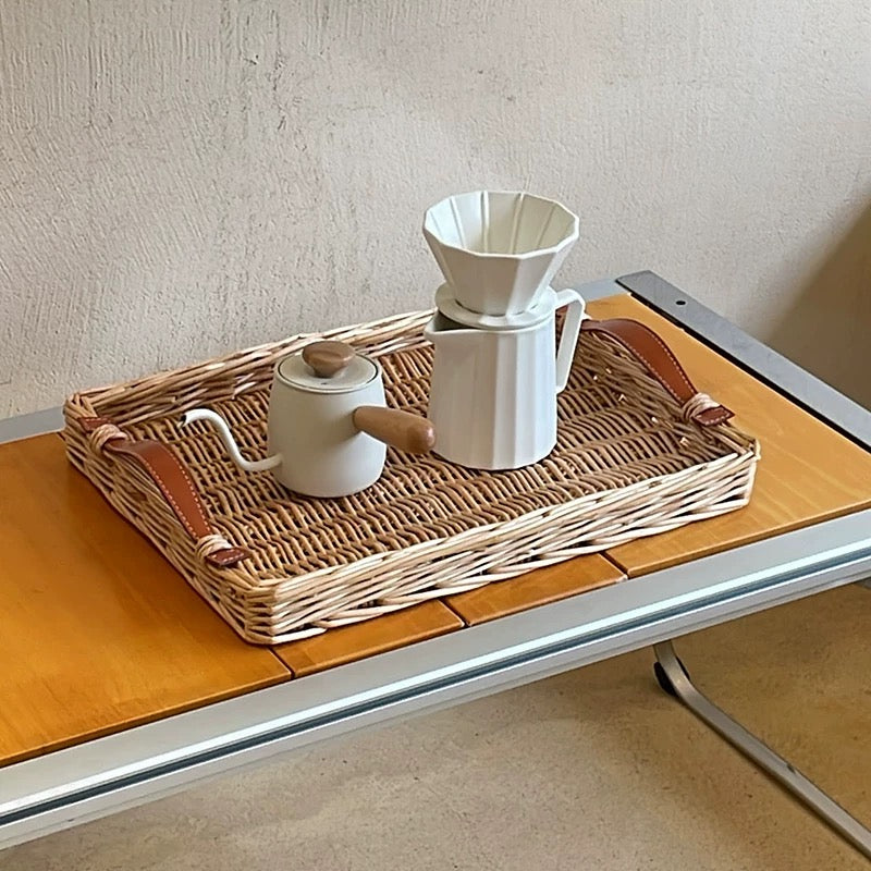 【アウトレット10%OFF】レザーハンドルウィロートレイ