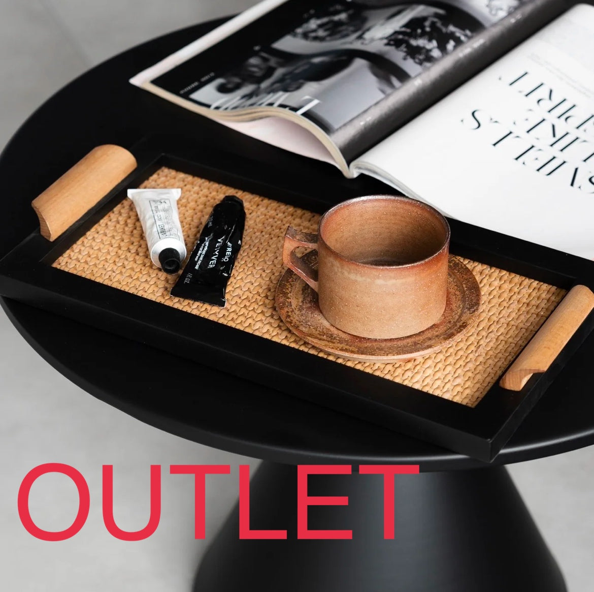【アウトレット10%OFF】ラタン シンプルフラットトレイ