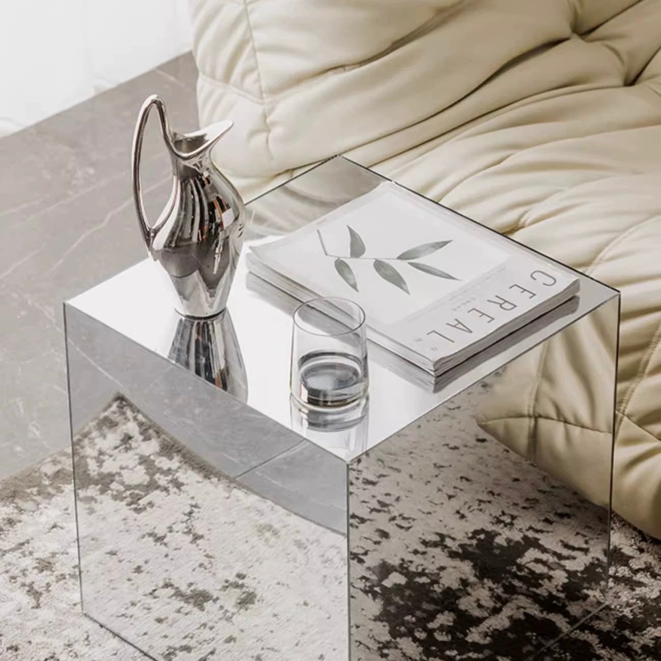 ミラーシルバーサイドテーブル