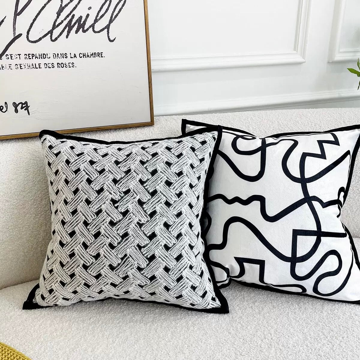 ブラックデザイン クッションカバー