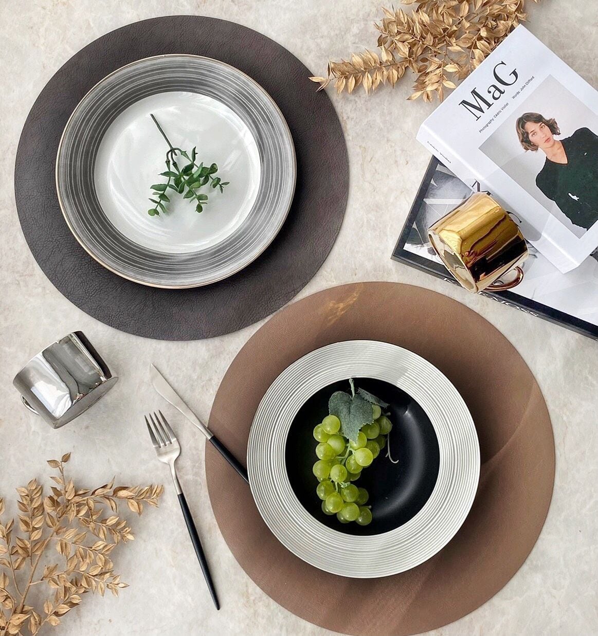 【アウトレット10%OFF】リバーシブルランチョンマット　アンティークレザー