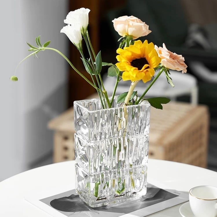 クリスタル カットガラス フラワーベース 花瓶 - 花瓶・フラワースタンド