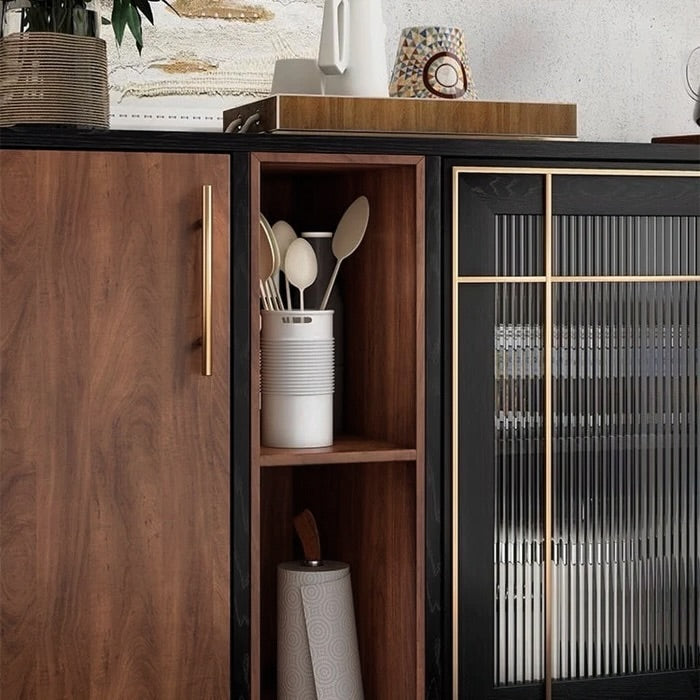 ブラック×ウッド キャビネット