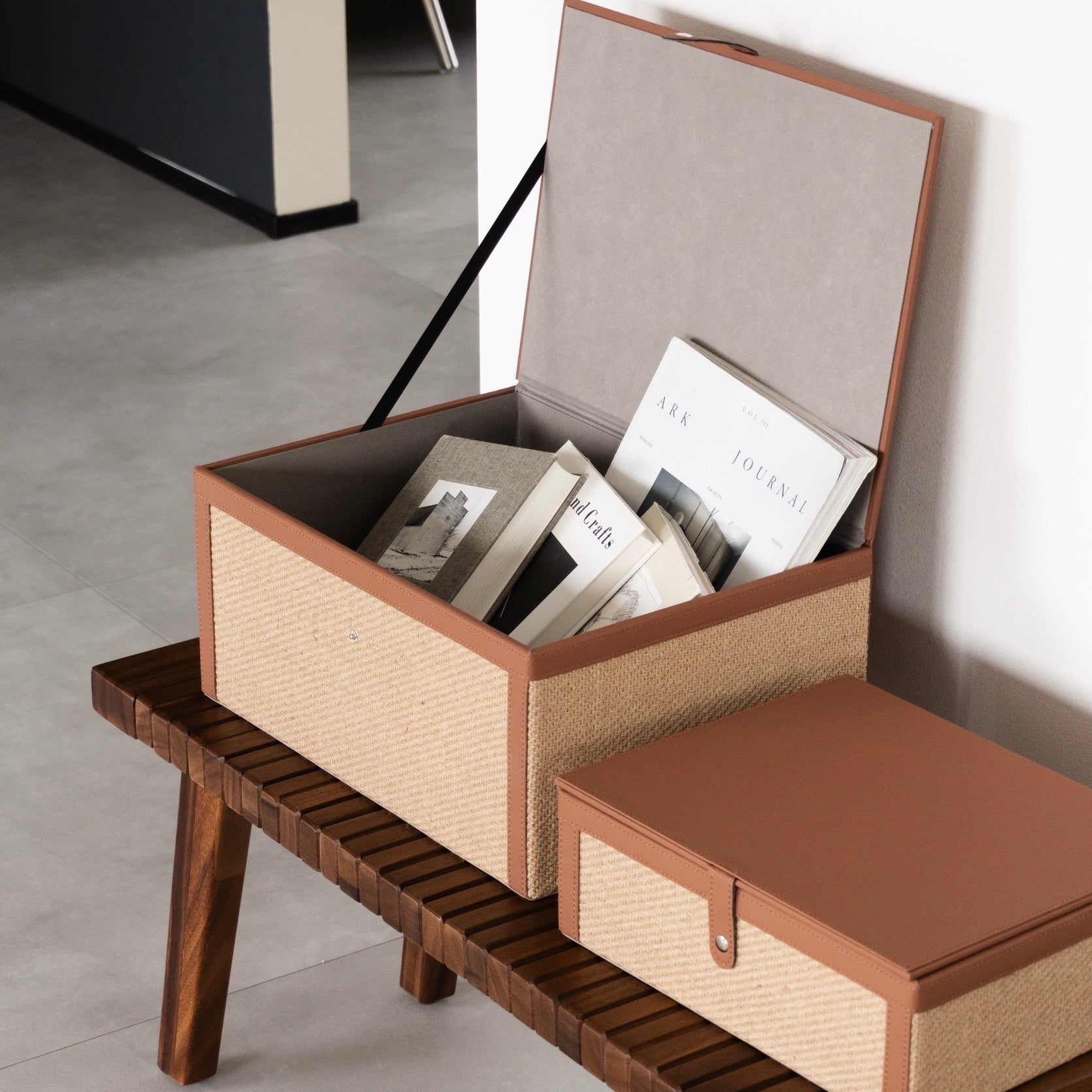 レザーライク　ストレージボックス2点セット