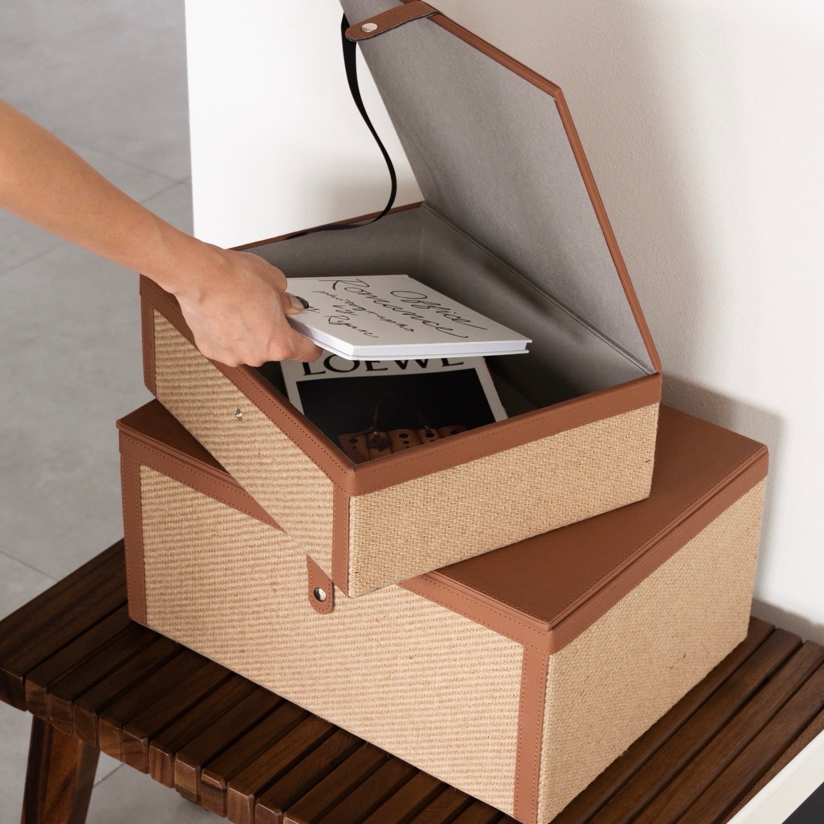 レザーライク　ストレージボックス2点セット