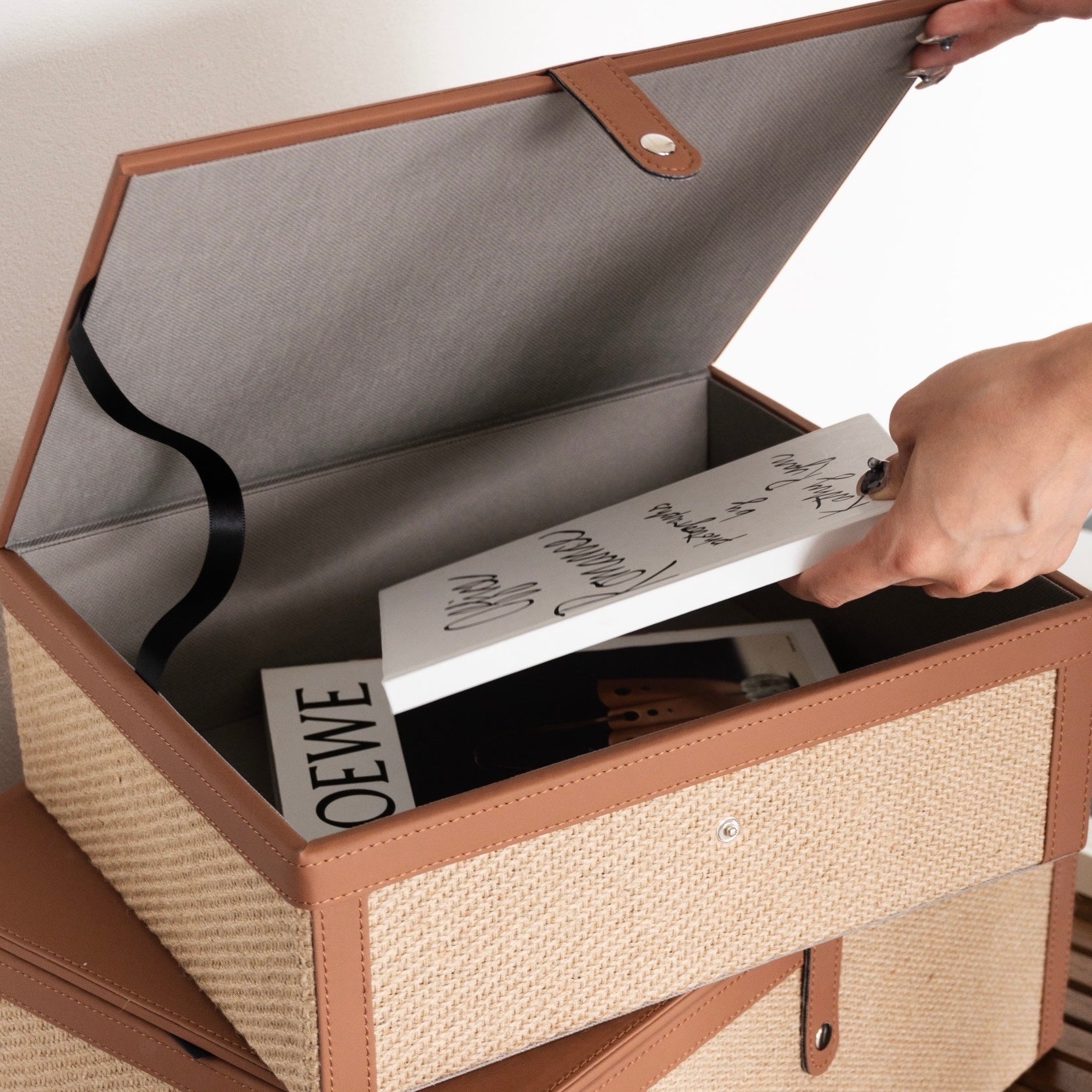 レザーライク　ストレージボックス2点セット