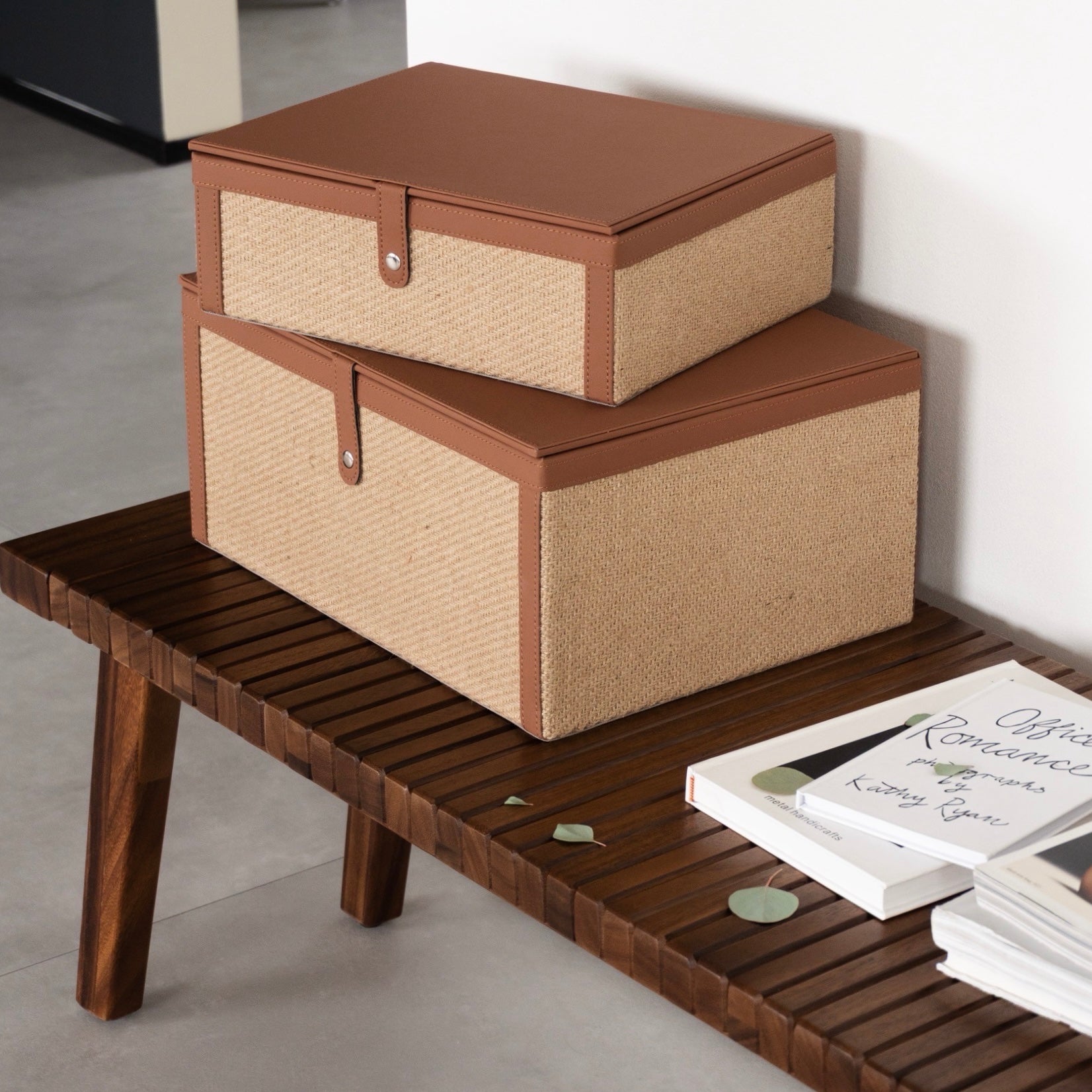 レザーライク　ストレージボックス2点セット