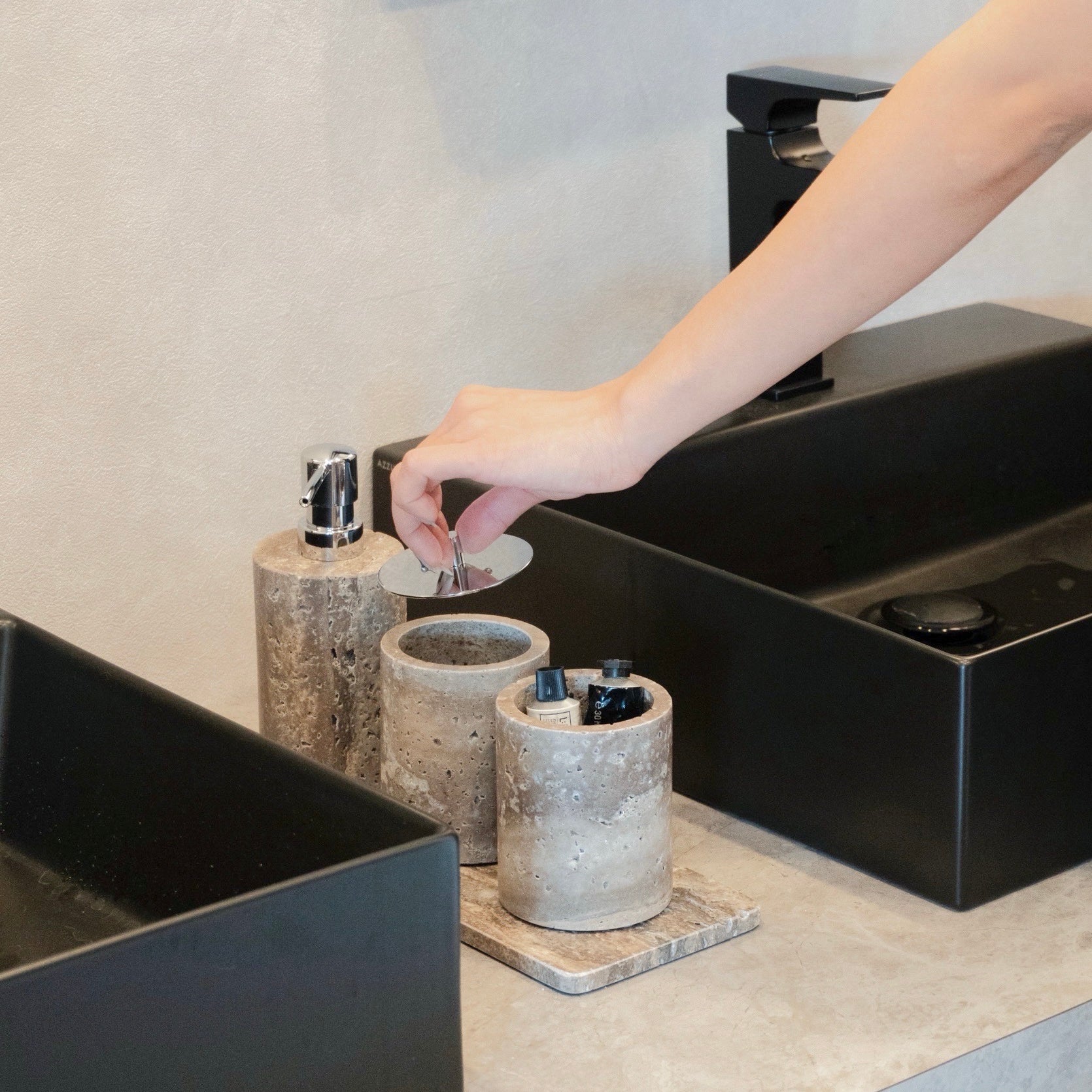 トラバーチン バスルーム4点セット