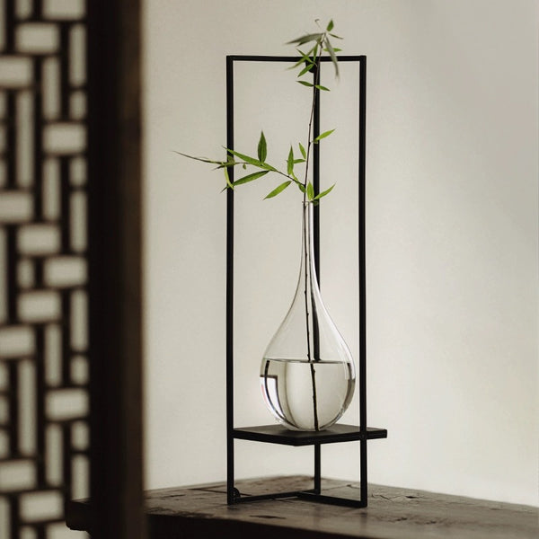 k870 EMILIO Vase LSA モダンフラワーベース ガラス ブラック フラムブラック フラワーベース