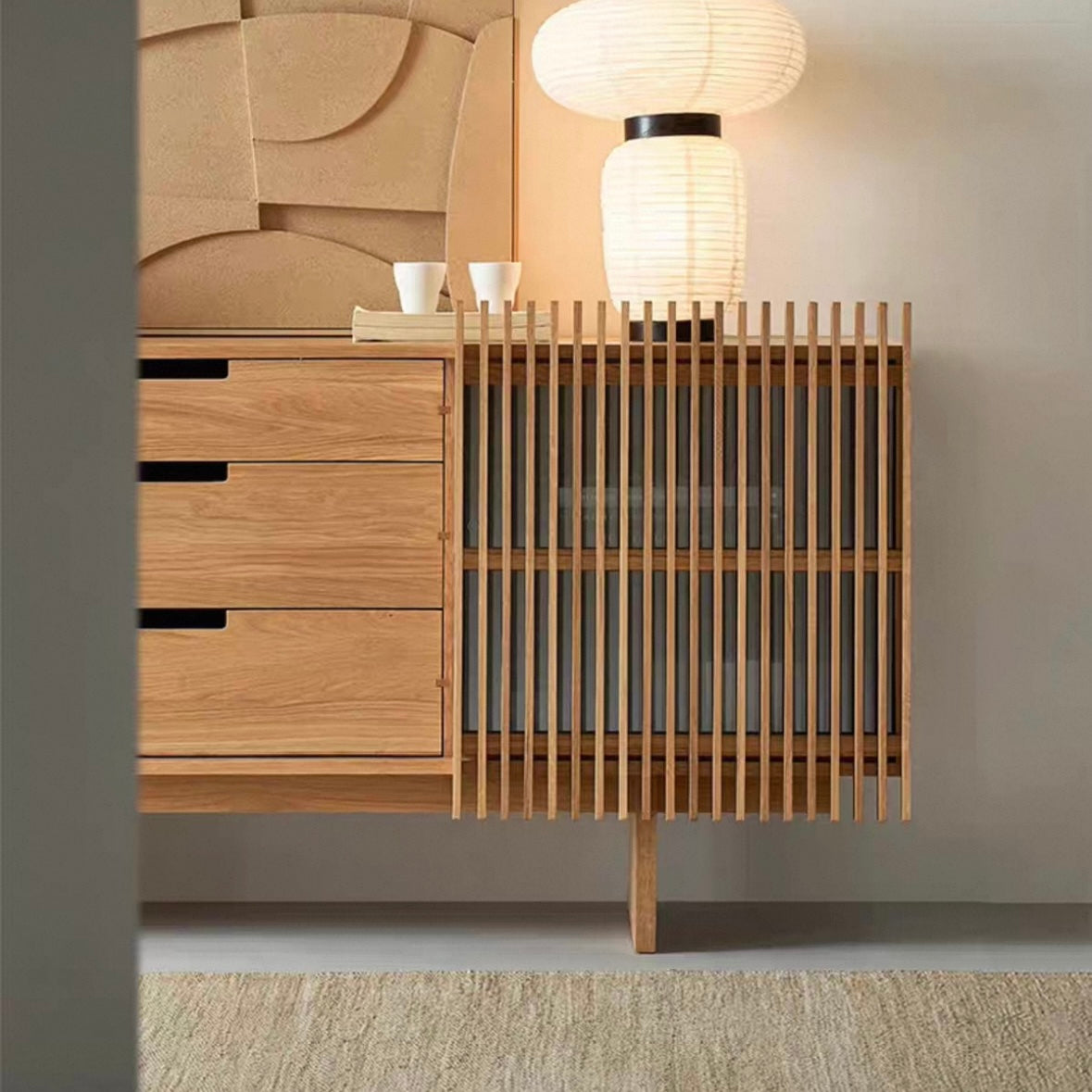 スリットオークキャビネット